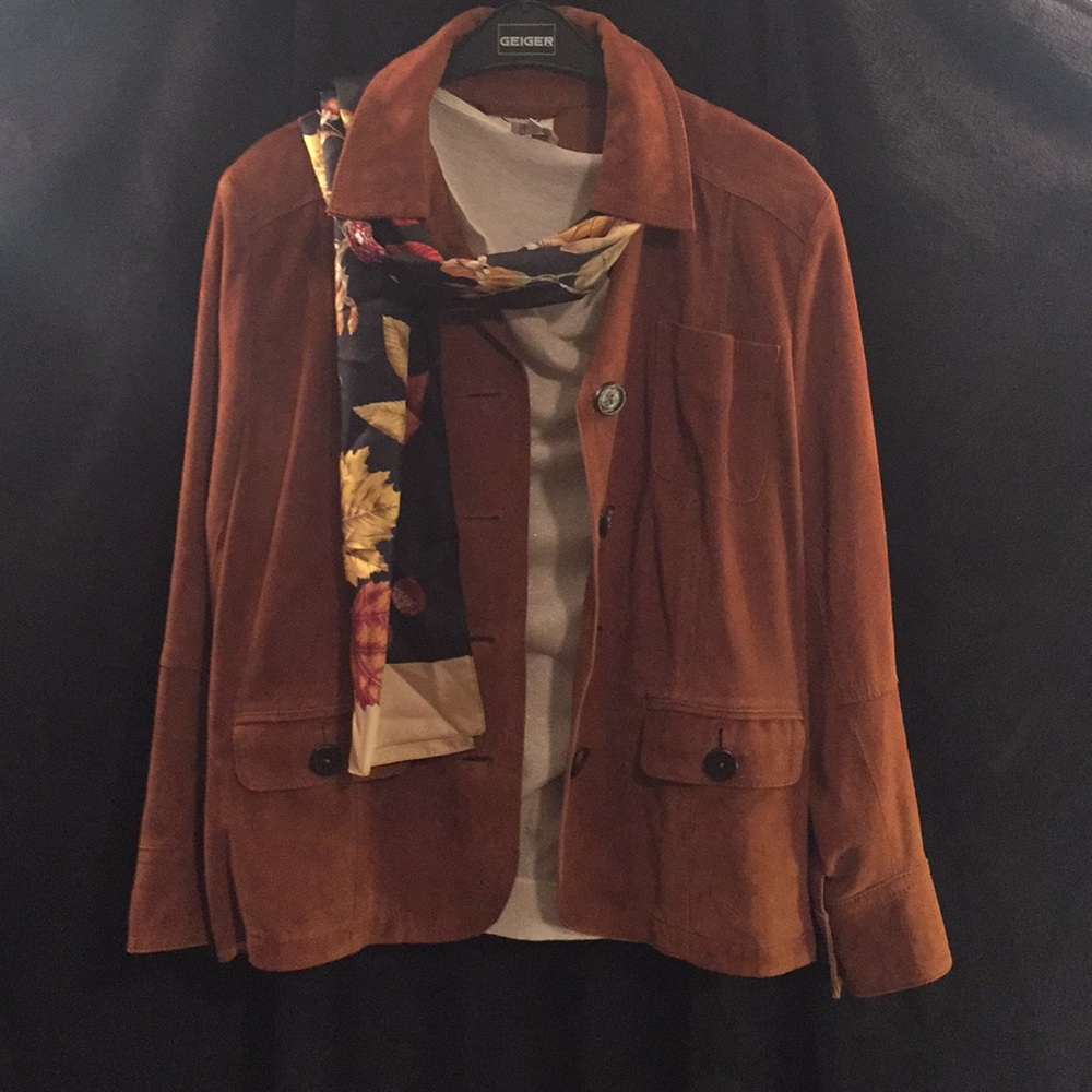 Talbots quality suede blazer saddle brown size 1x